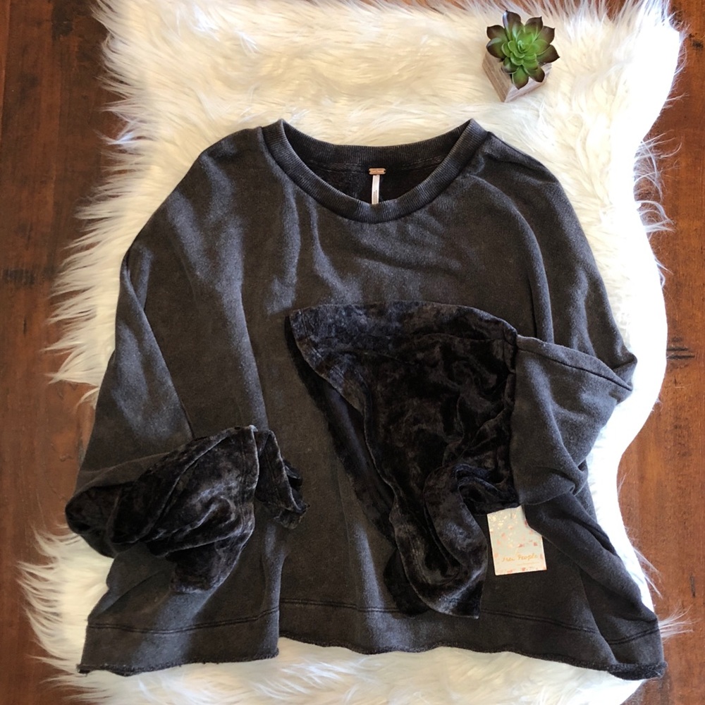 Free People Sleeve Glorious Sleeves Velvet Top - Picture 5 of 7